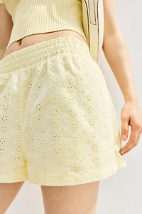 High-Waist Eyelet-Embroidered Shorts