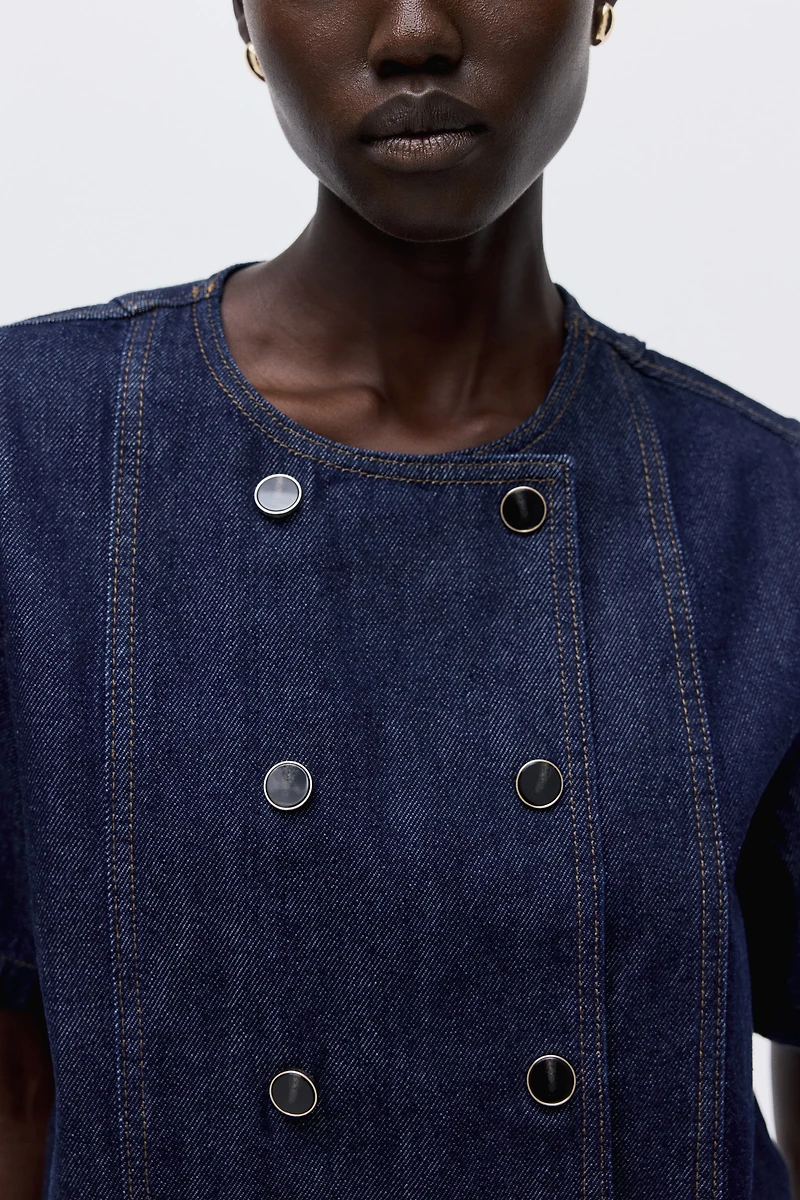 Double-Breasted Denim Shirt