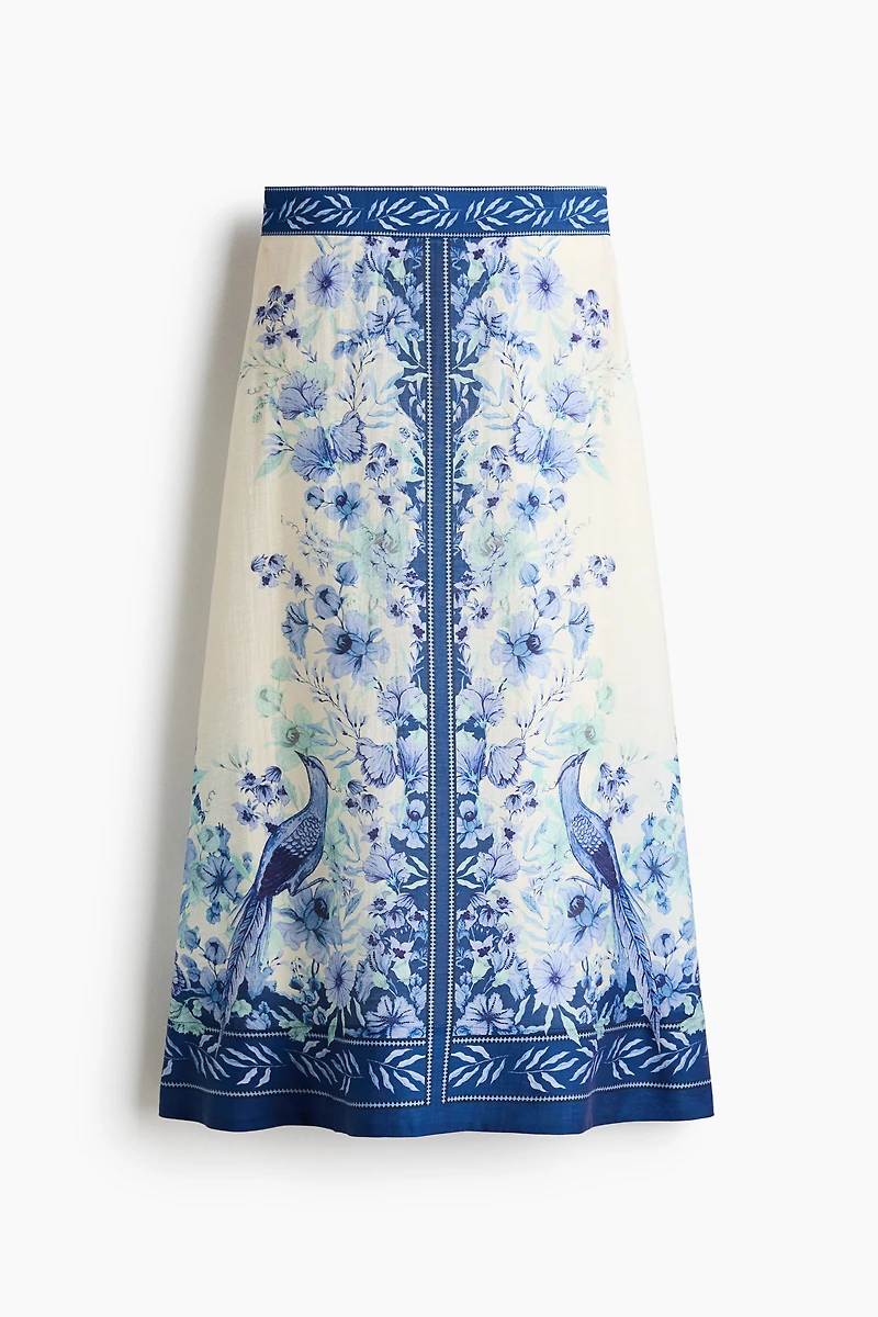 Linen-Blend Maxi Skirt