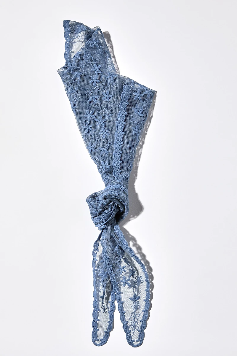 Embroidered Mesh Hip Scarf