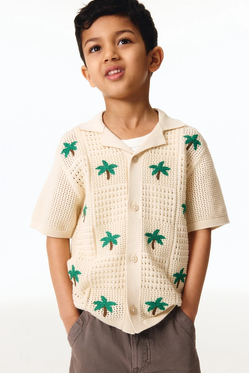 Pointelle-knit resort shirt