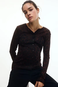 MAMA Fine-Knit Button-Front Top