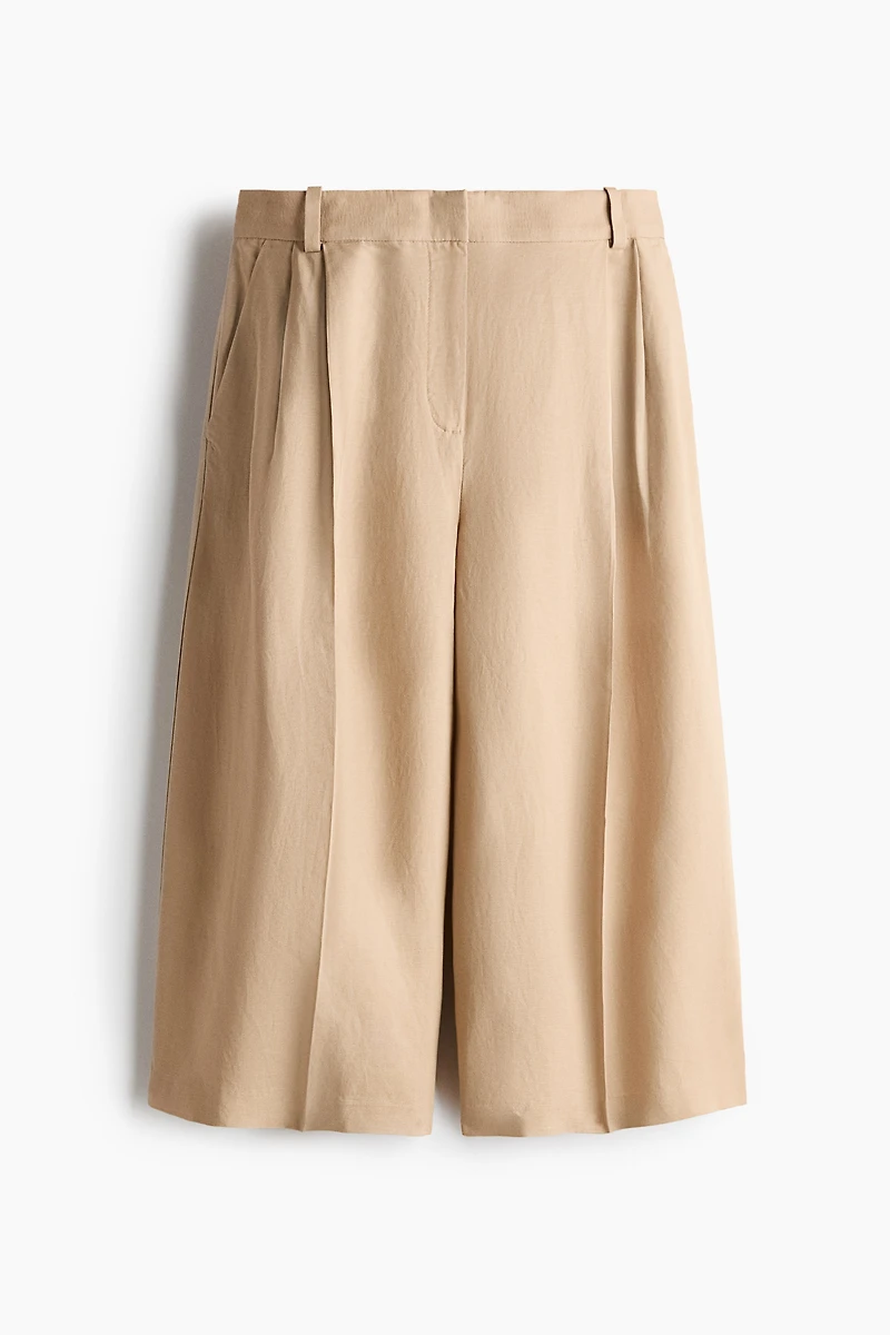 Wide-Leg Linen-Blend Culottes