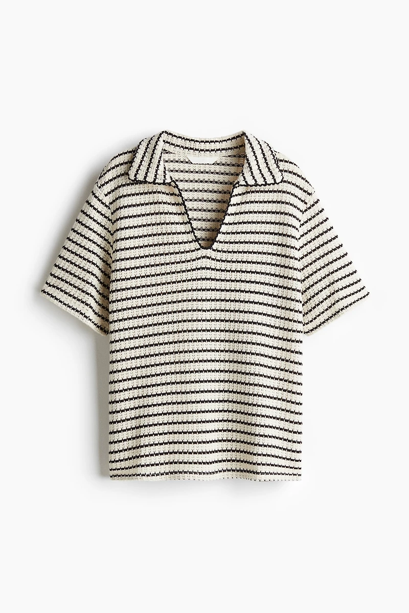 Textured-Knit Top with Collar
