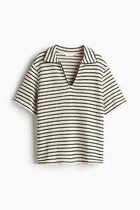 Textured-Knit Top with Collar