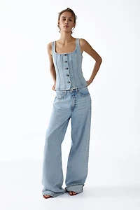 Button-Front Denim Top