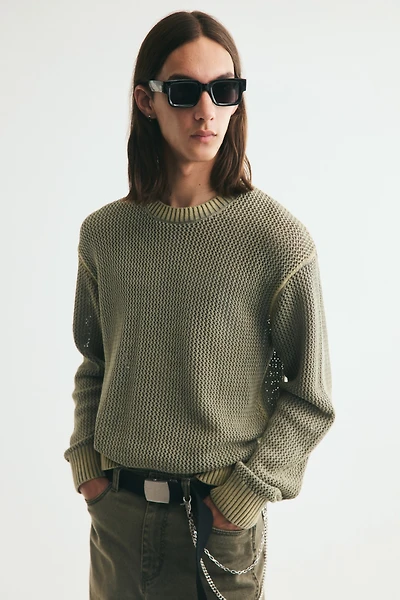Loose-Fit Open-Knit Cotton Sweater