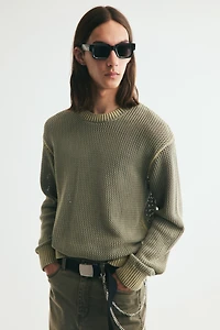 Loose-Fit Open-Knit Cotton Sweater