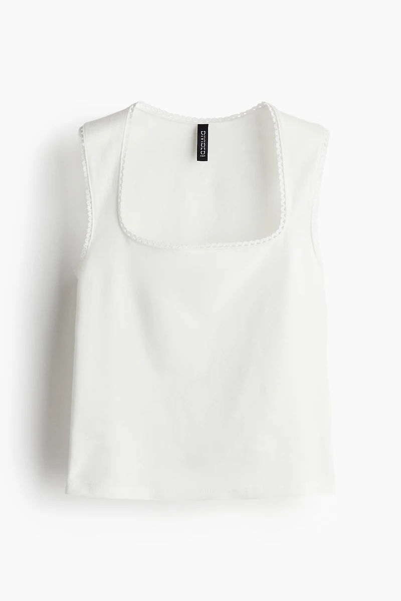 Picot-Trimmed Sleeveless Top