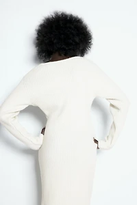 Scoop-Neck Rib-Knit Dress