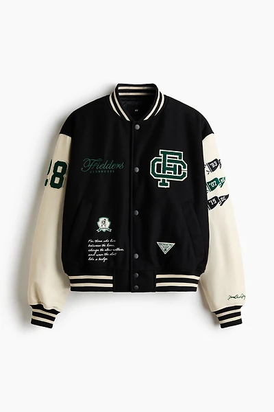 Motif-Detail Baseball Jacket