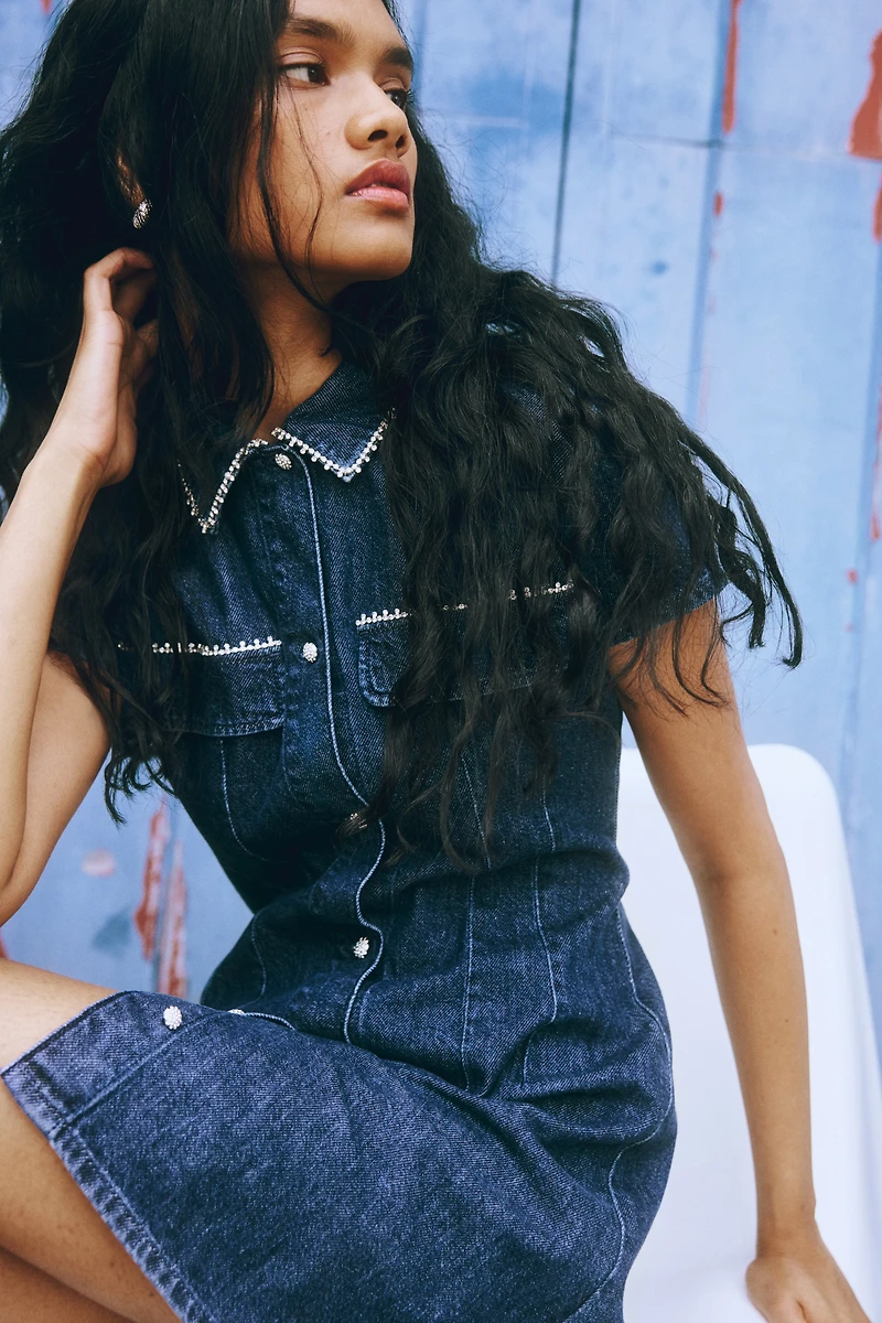 Robe ornementée en denim