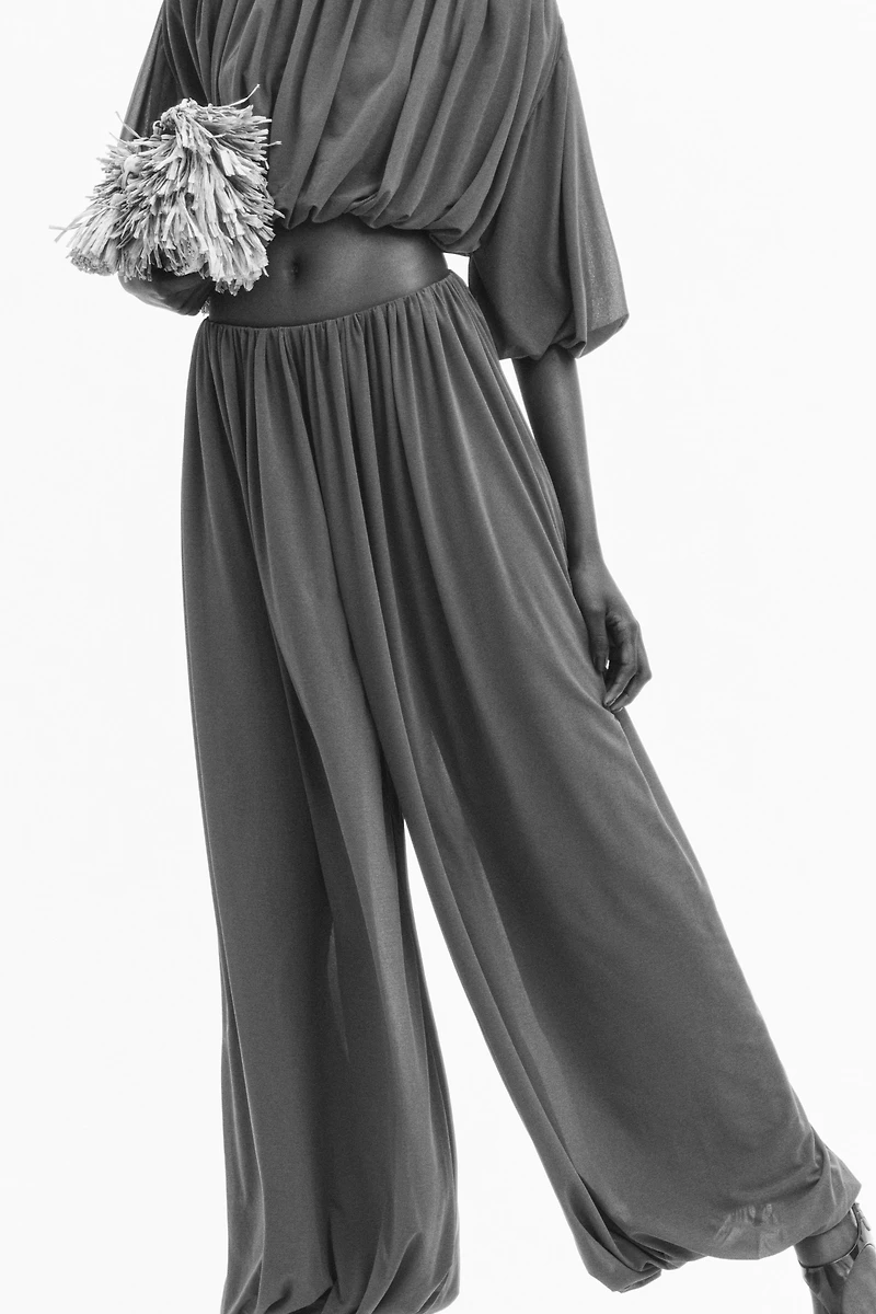 Draped Balloon-Leg Pants