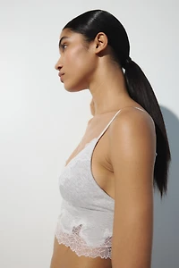 Lace-Trimmed Cotton Bralette