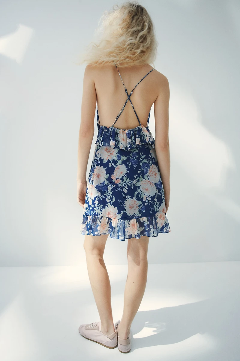 Ruffle-Trimmed Chiffon Dress
