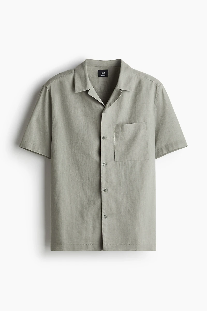 Regular-Fit Short-Sleeved Linen-Blend Shirt