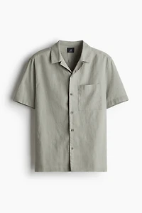 Regular-Fit Short-Sleeved Linen-Blend Shirt