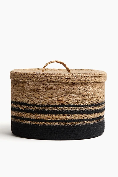 Braided Straw Basket with Lid
