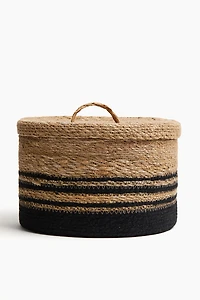 Panier en paille tressée avec couvercle