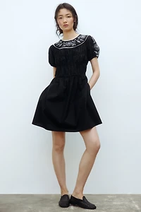 Embroidered poplin dress
