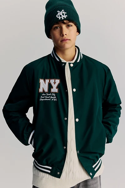 Motif-Detail Baseball Jacket