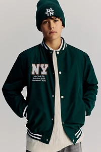 Motif-Detail Baseball Jacket