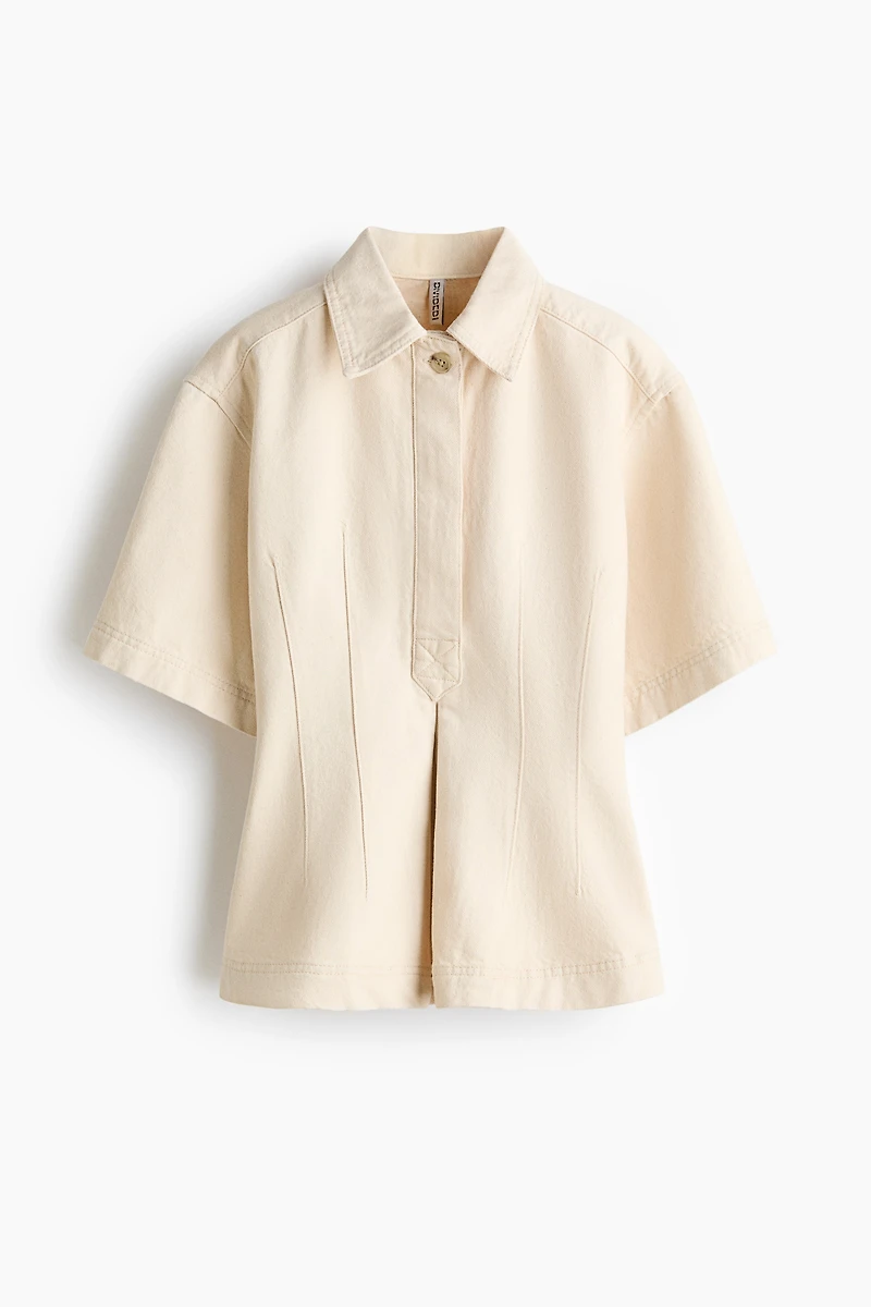 Defined-Waist Denim Shirt