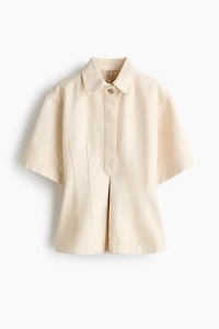 Defined-Waist Denim Shirt