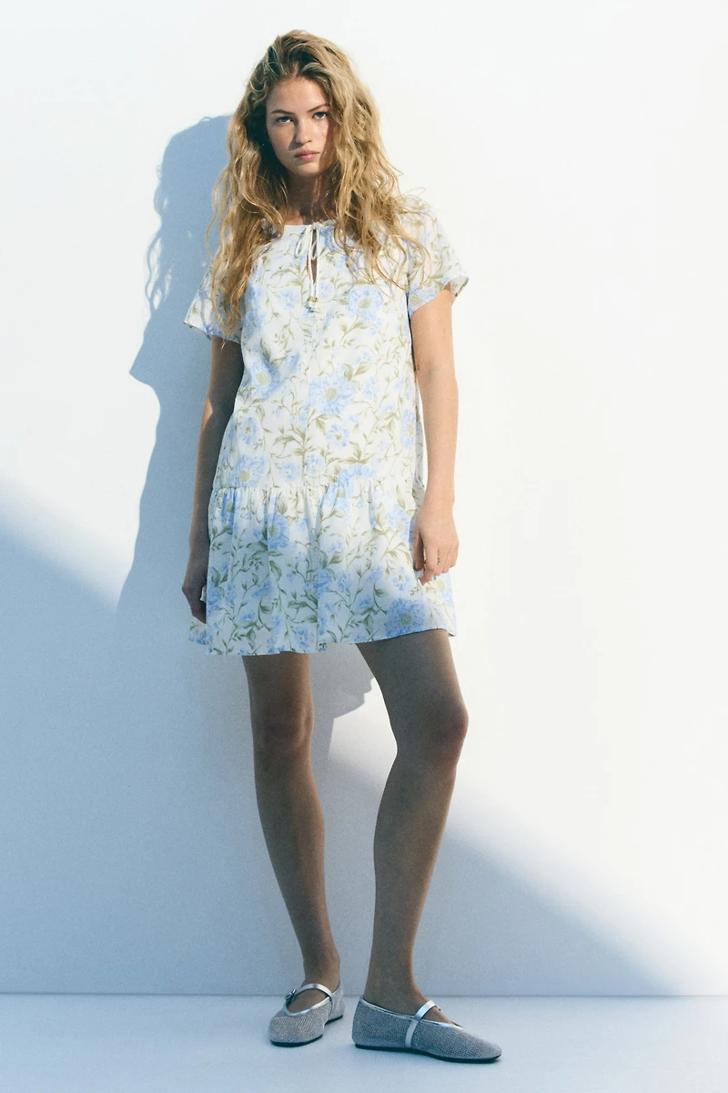 Flared-Hem Cotton Dress