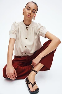 Linen-Blend Drawstring Pants