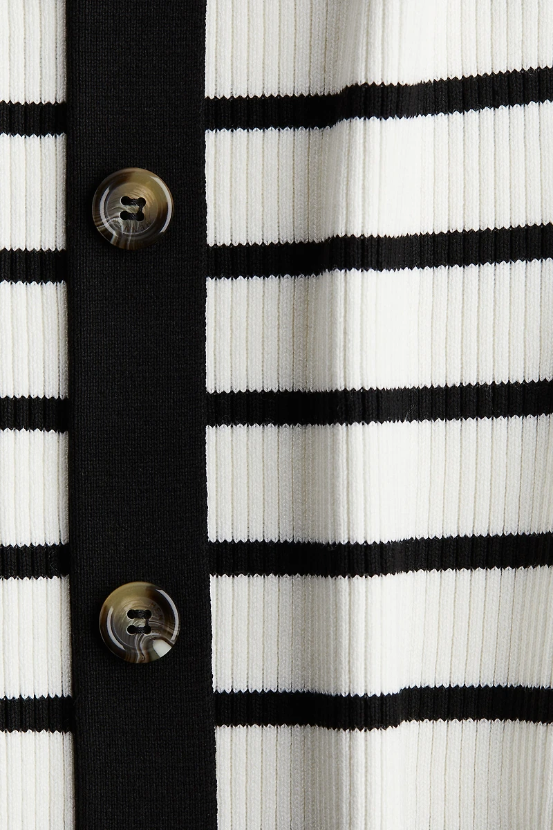 Button-Front Rib-Knit Dress