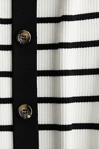 Button-Front Rib-Knit Dress