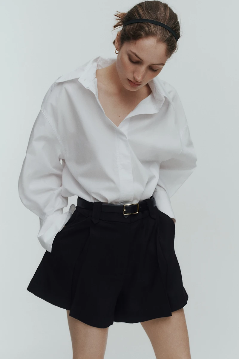 Pleat-Front Shorts