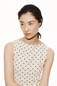 Printed Boat-Neck Top