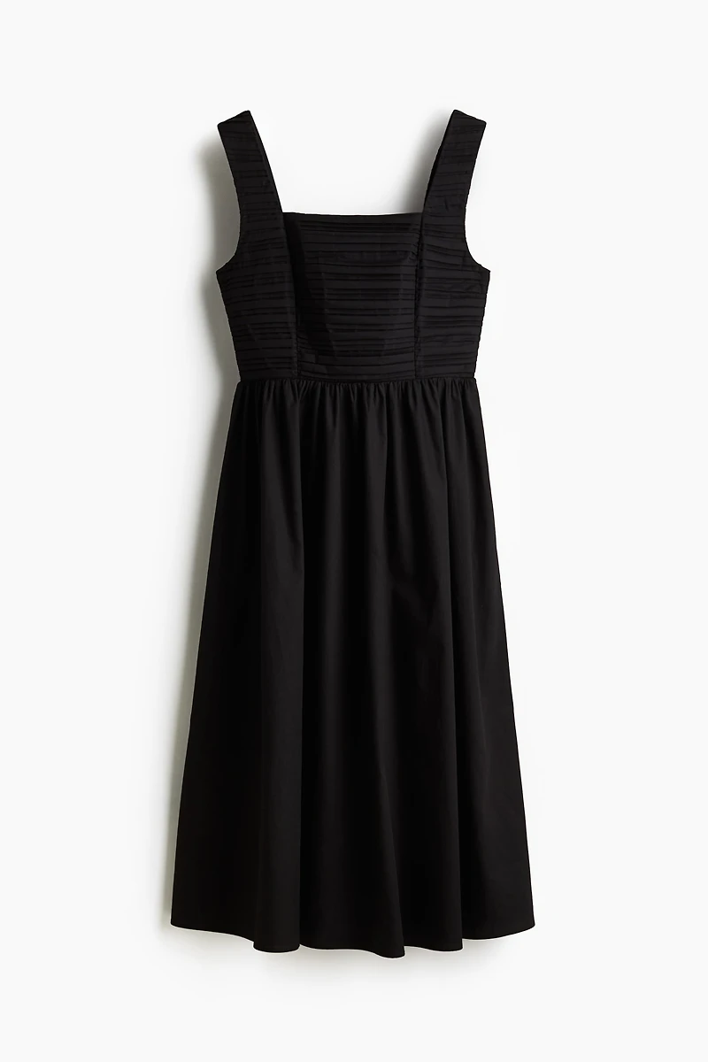 Pintuck-Detail Dress with Flared Skirt