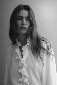 Ruffle-Collar Viscose Blouse