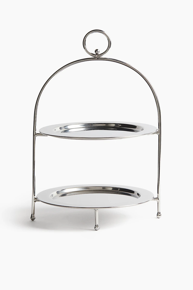 Two-Tiered Stainless Steel Cake Stand