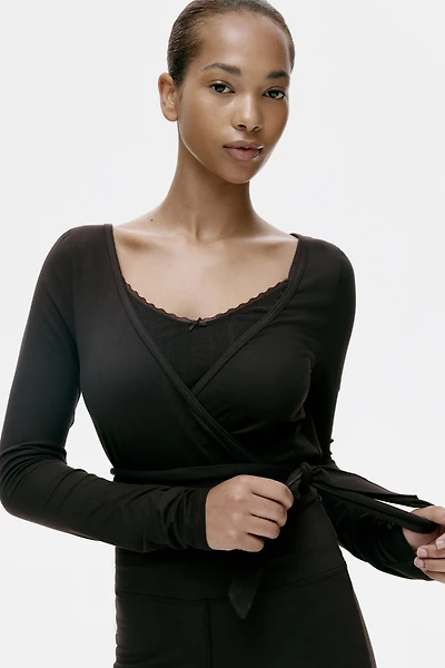 Haut cache-cœur en jersey brossé