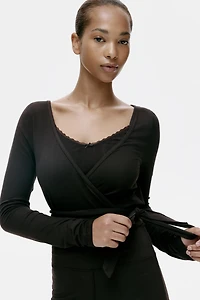 Haut cache-cœur en jersey brossé