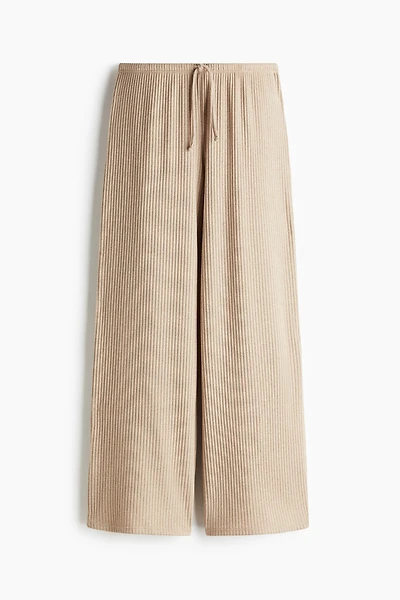Wide-Leg Rib-Knit Pants