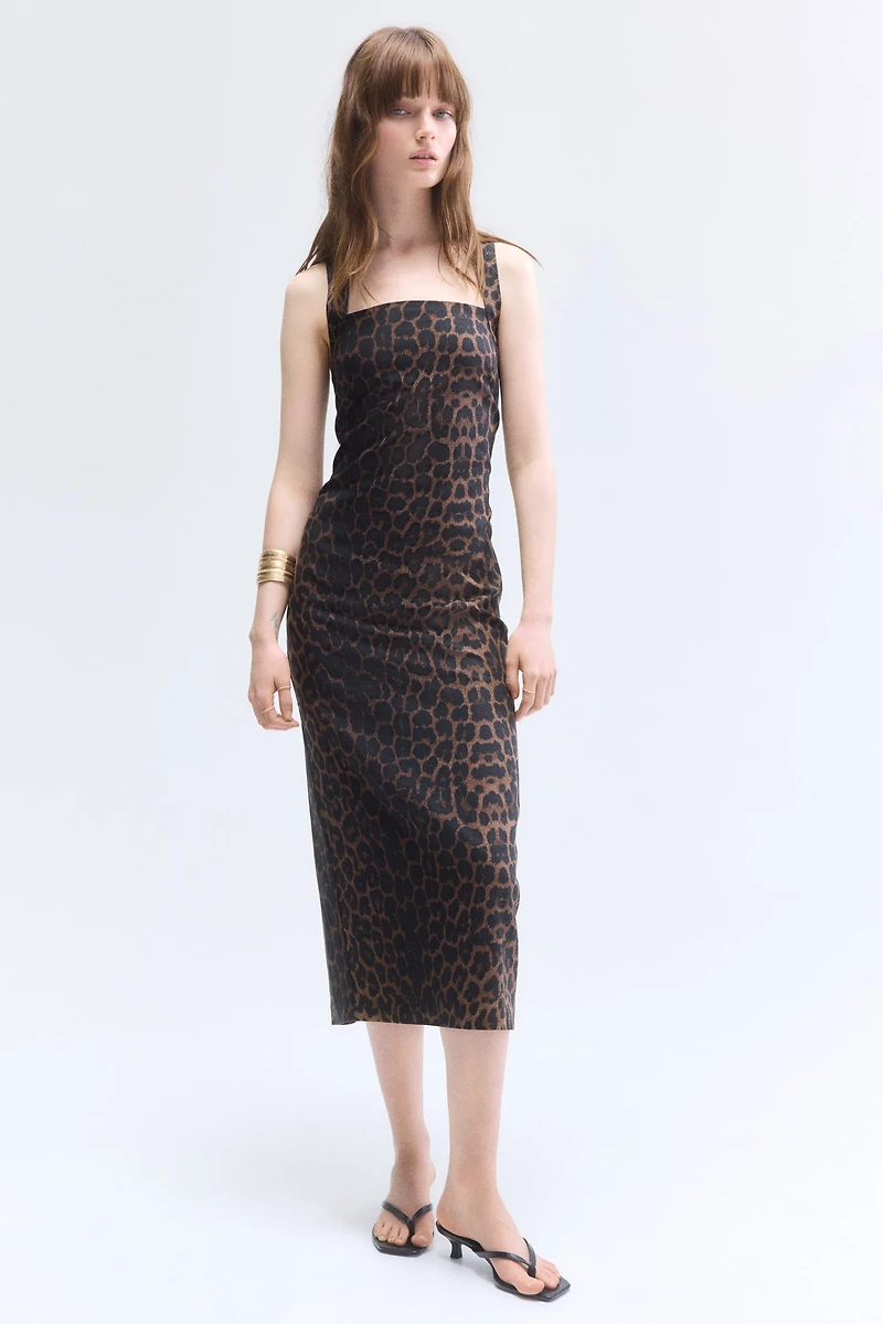 Linen-Blend Dress