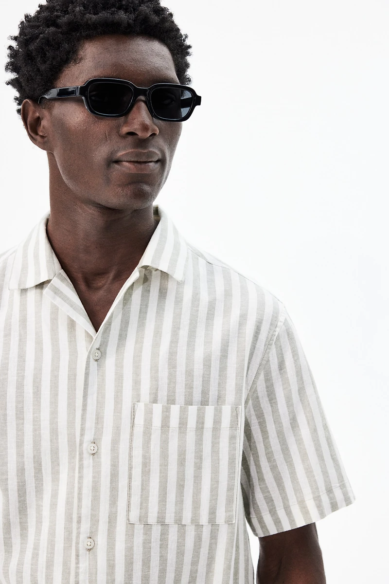 Regular-Fit Short-Sleeved Linen-Blend Shirt