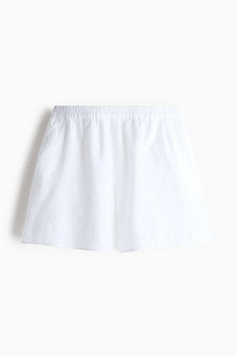 Eyelet-Embroidered Cotton Shorts