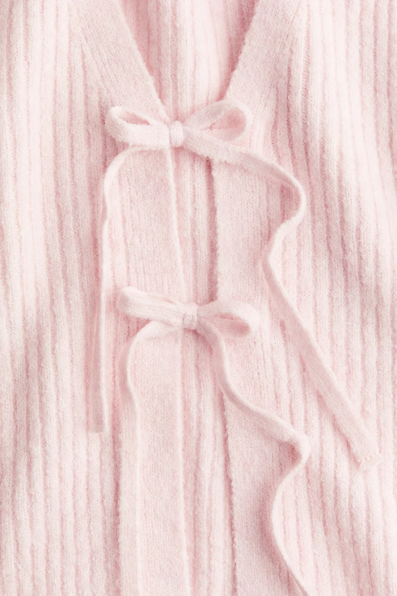 Tie-Detail Rib-Knit Top