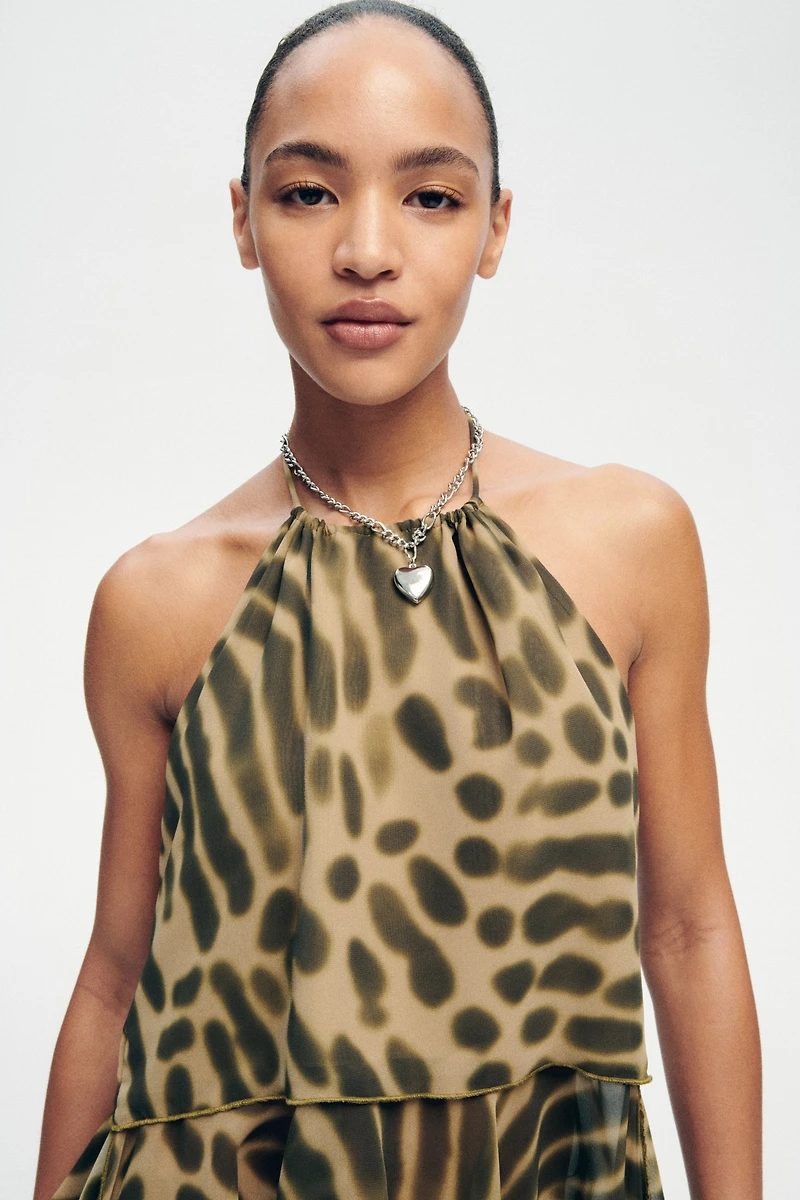 Draped-Panel Halterneck Top