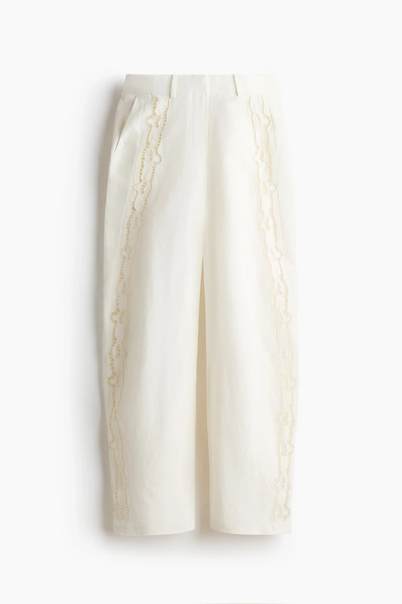 Linen-Blend Barrel Pants