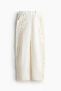 Linen-Blend Barrel Pants