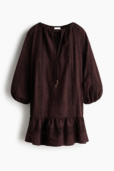 Lace-inset tunic dress