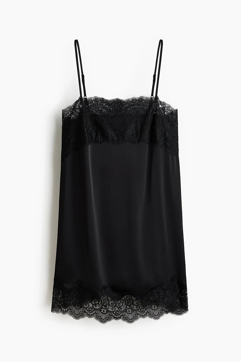 Lace-Trimmed Satin Nightgown