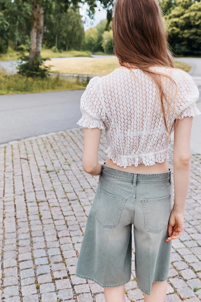 Pointelle-Knit Top